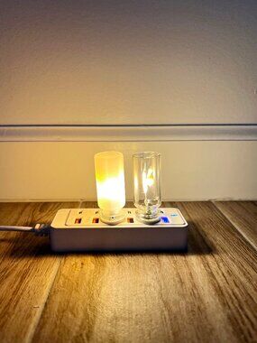 NEW CANDLE FLICKER SIMULATION USB NOVELTY LED LIGHTS SET (Clear & Frosted)